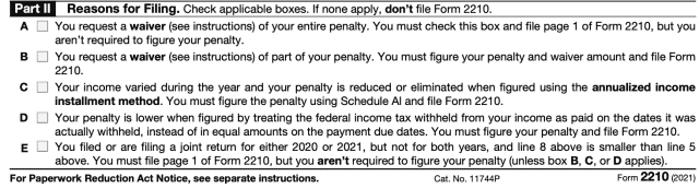 Irs Form Instructions Underpayment Of Estimated Tax