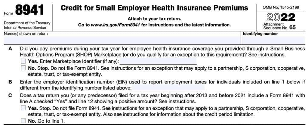 Irs Form Instructions Small Employer Insurance Credits