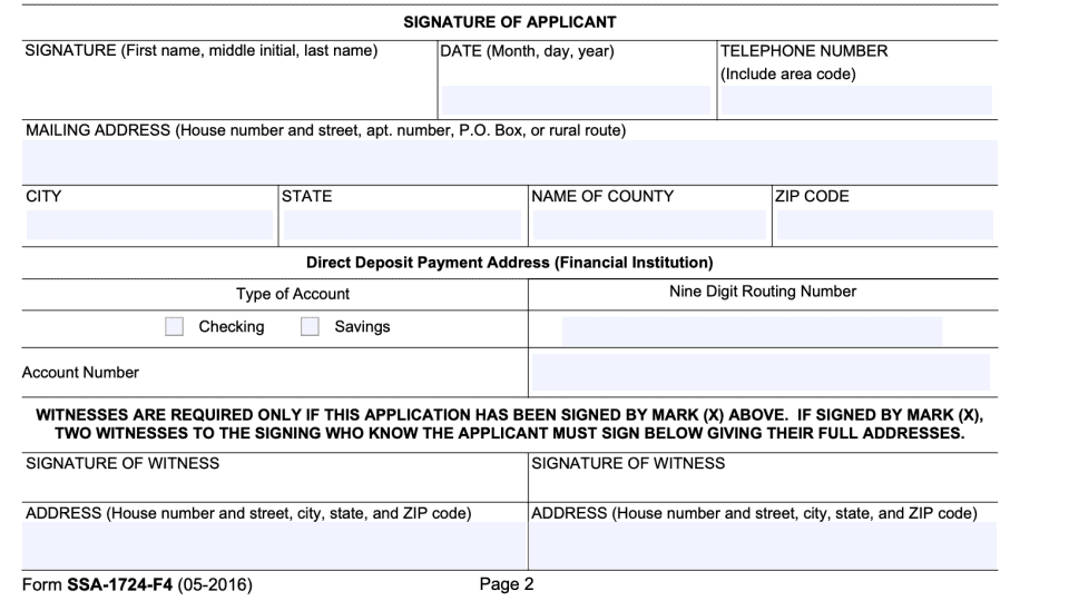 Form SSA 1724 Instructions: Claims On Behalf of a Decedent