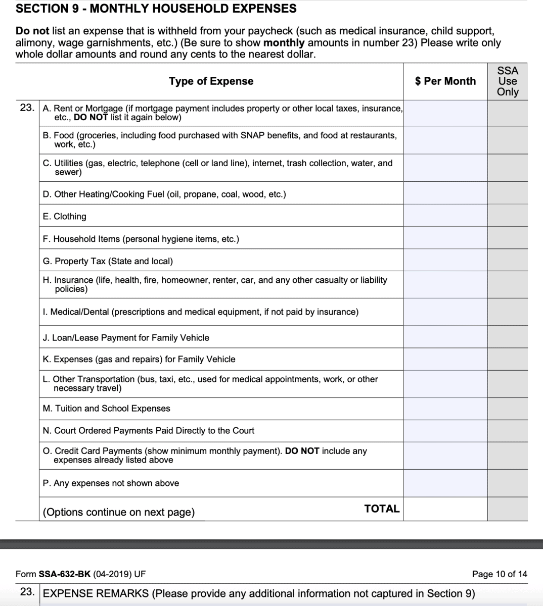 Form SSA 632BK Instructions Waiver of Overpayment Recovery