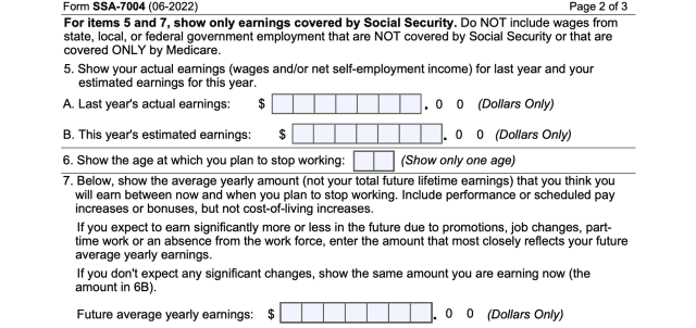 Form Ssa 7004 Your Social Security Statement Request 