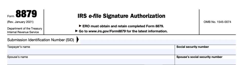 Irs Form 8879 Instructions Irs E File Signature Authorization 