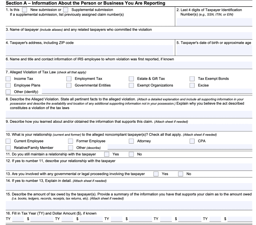 IRS Form 211 Instructions