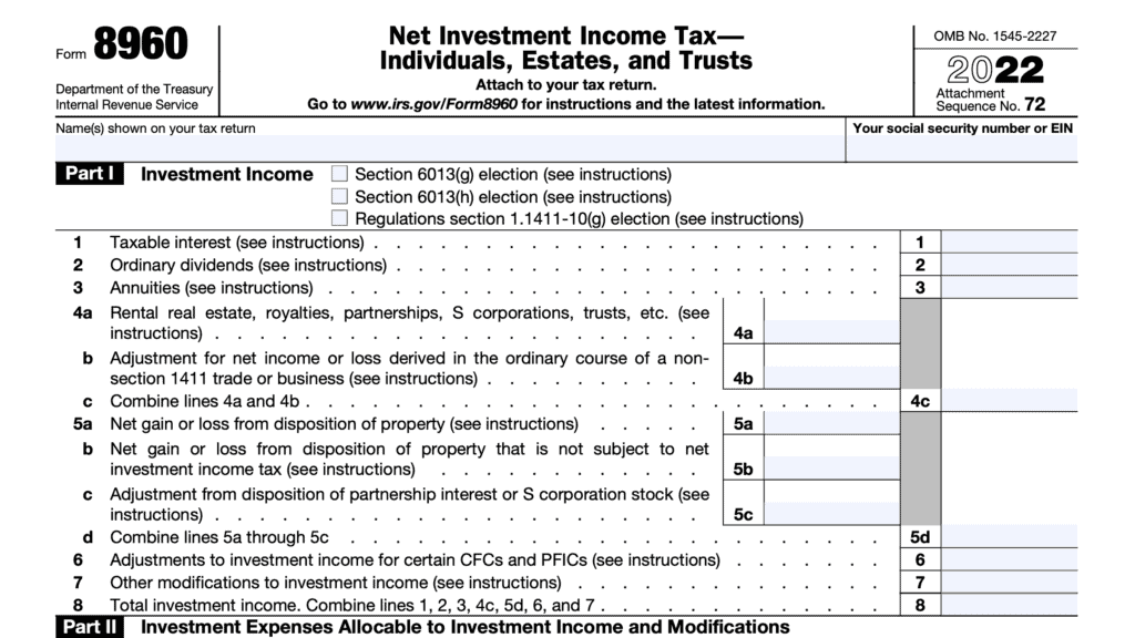 irs form 8960: net investment income tax for individuals, estates, and trusts
