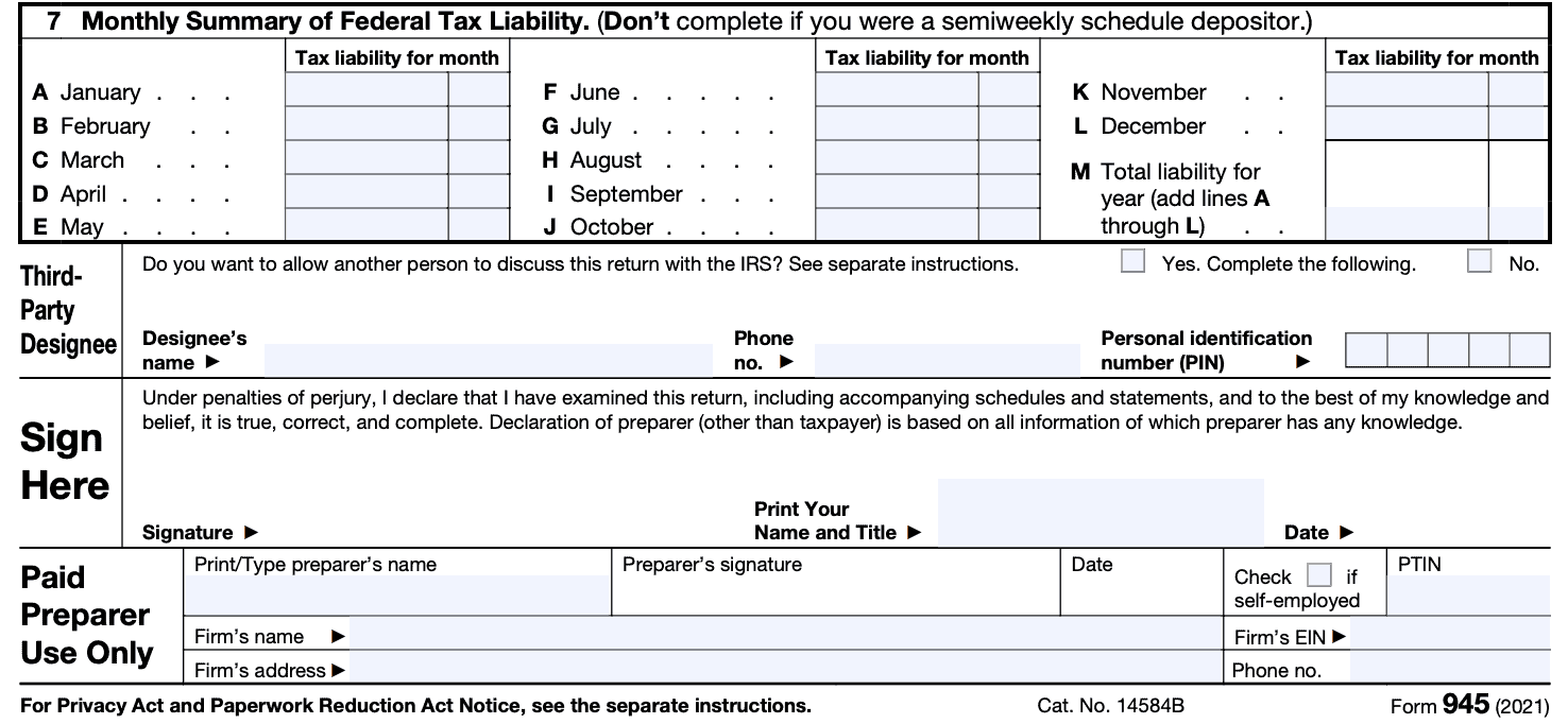 IRS Form 945 A Guide to Withheld Federal Tax