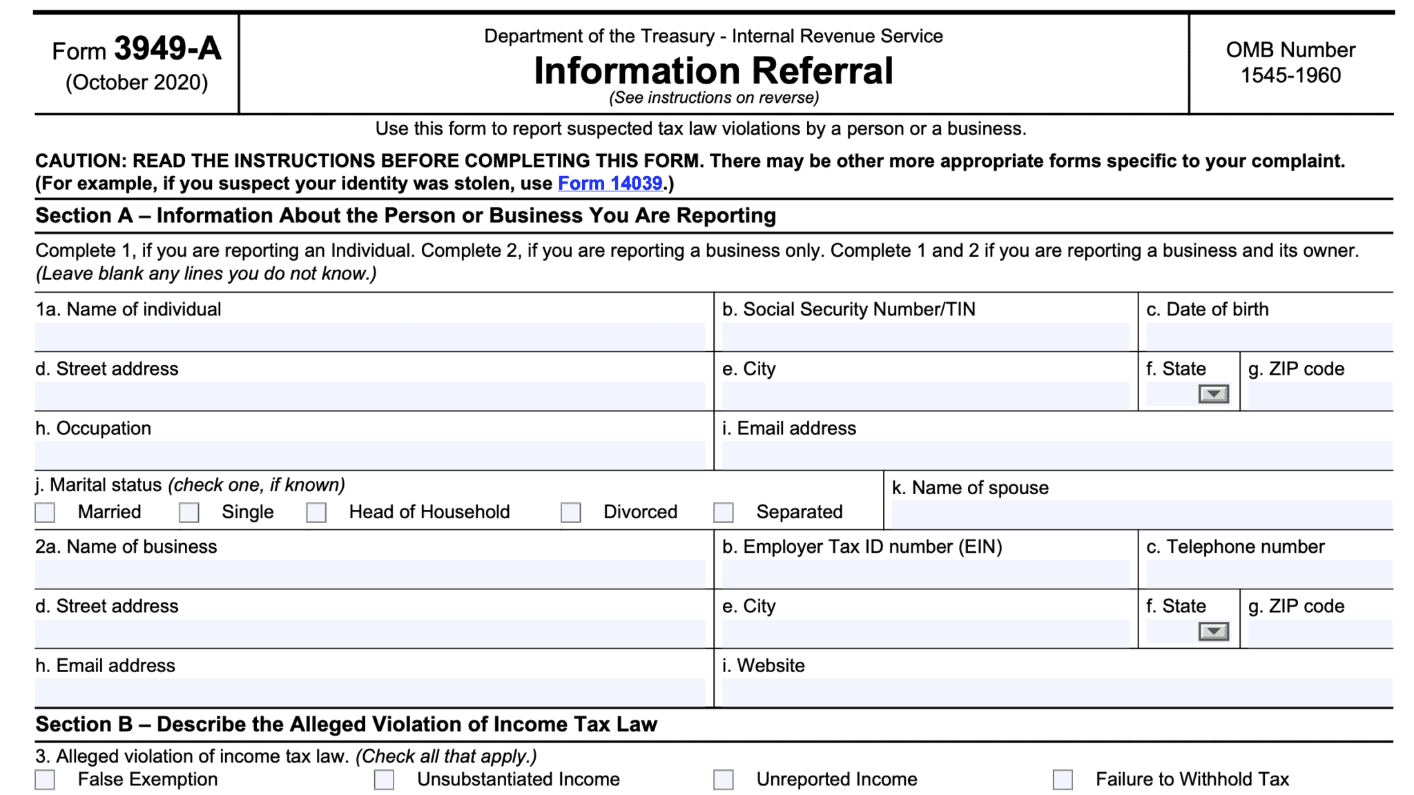 IRS Form 8822-B Instructions - Change Of Address Or Party