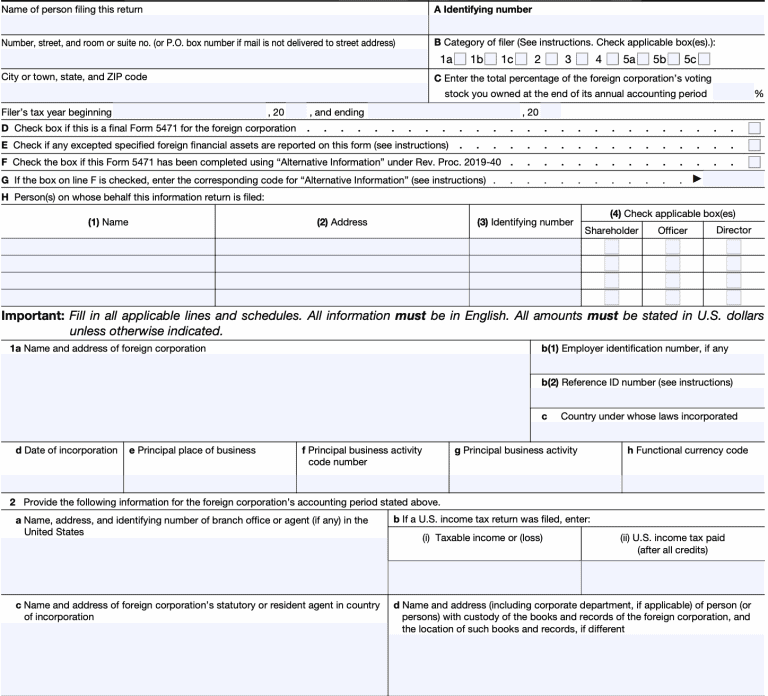 IRS Form 5471 Instructions CFC Tax Reporting for U.S. Persons