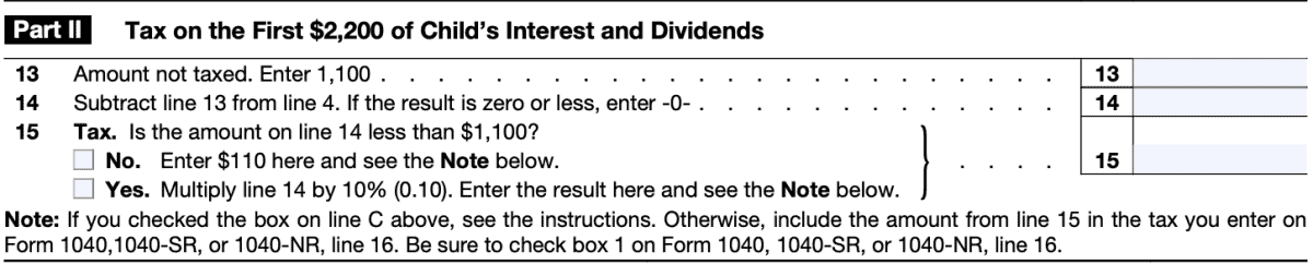 IRS Form 8814 Instructions - Your Child's Interest & Dividends