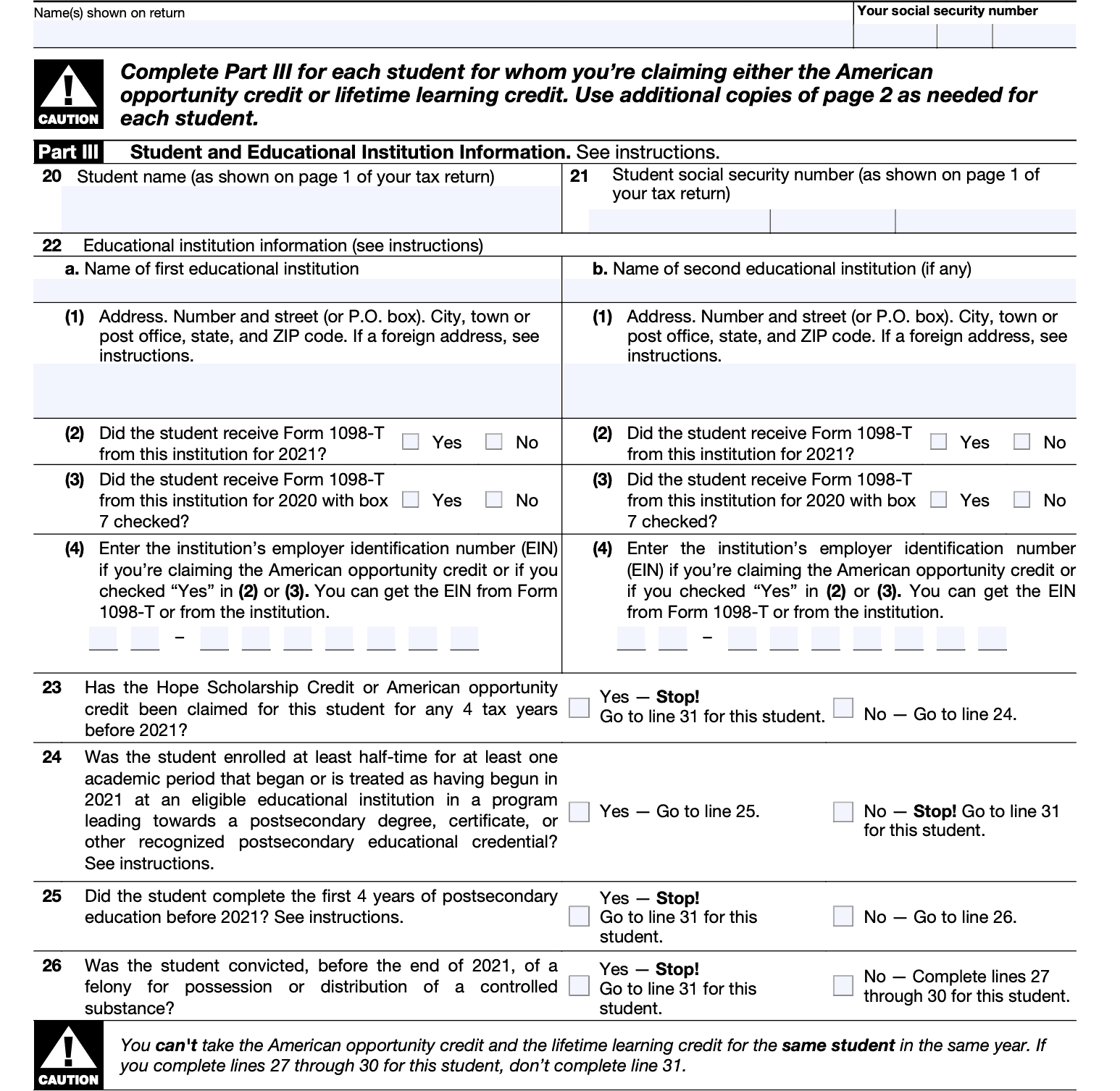 IRS Form 8863 Instructions
