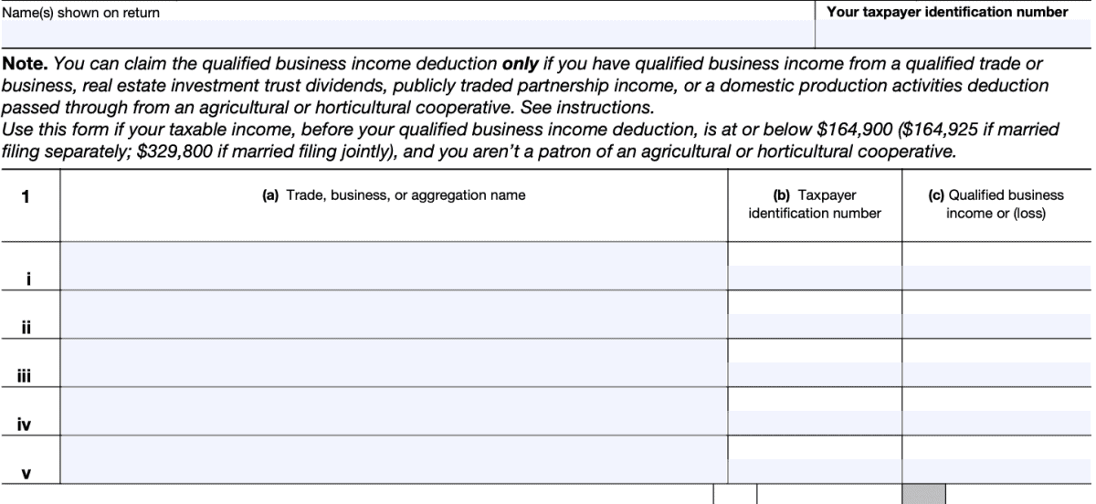 IRS Form 8995 Simplified Qualified Business Deduction