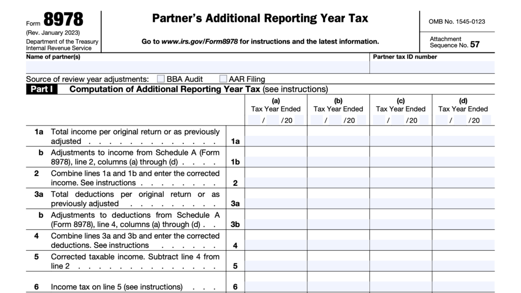 irs form 8978, Partner’s Additional Reporting Year Tax