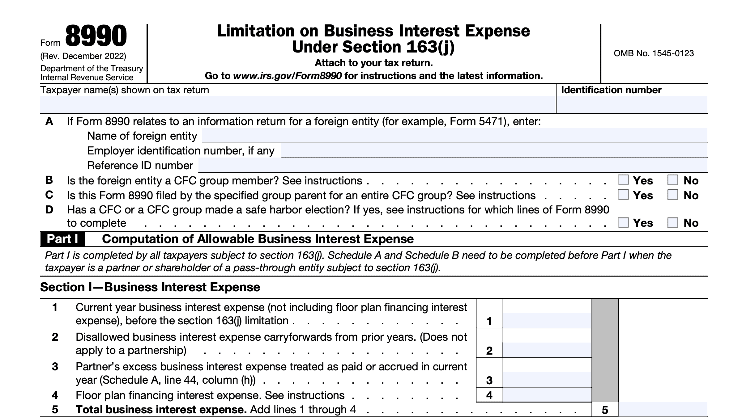 IRS Form 8990 Instructions Business Interest Expense Limitation