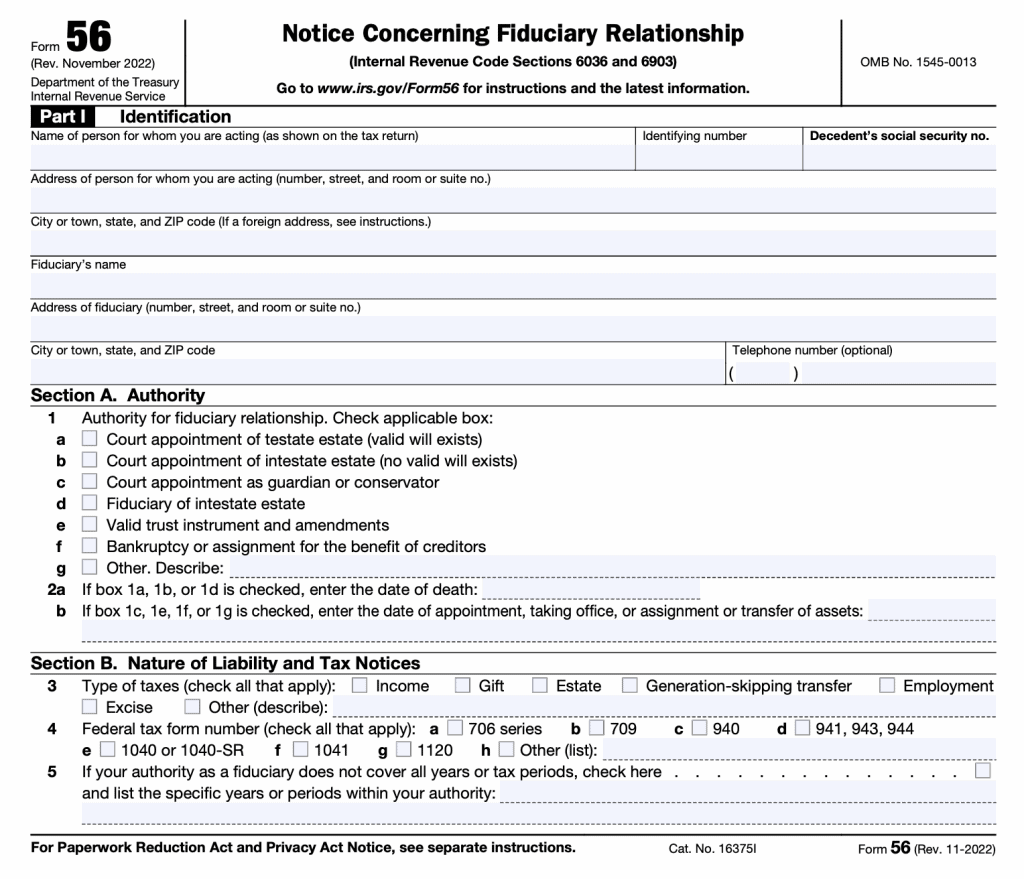 IRS Form 56: A Guide to IRS Fiduciary Relationships