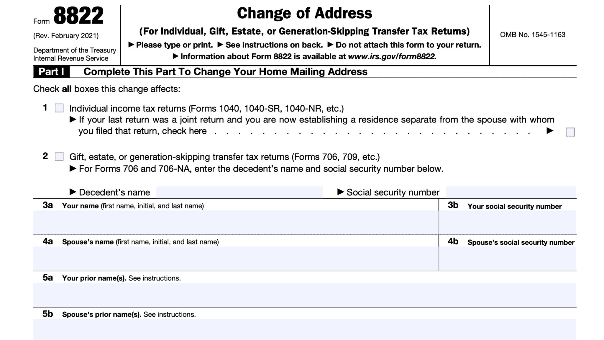 IRS Form 8822-B Instructions - Change Of Address Or Party