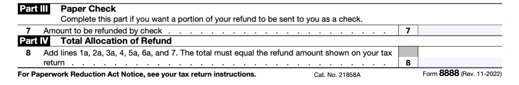 IRS Form 8888 Instructions - Allocation of Tax Refund