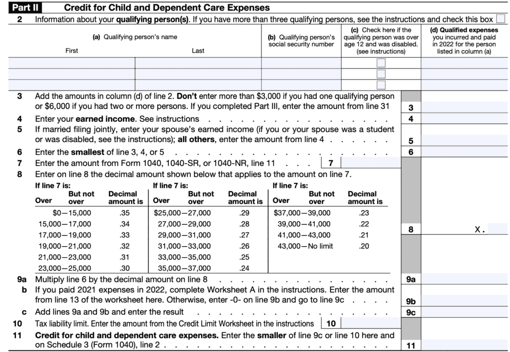 IRS Form 2441 Instructions Child and Dependent Care Expenses