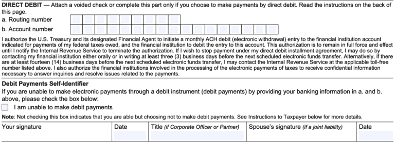 IRS Form 433-D Instructions - Setting Up An Installment Agreement