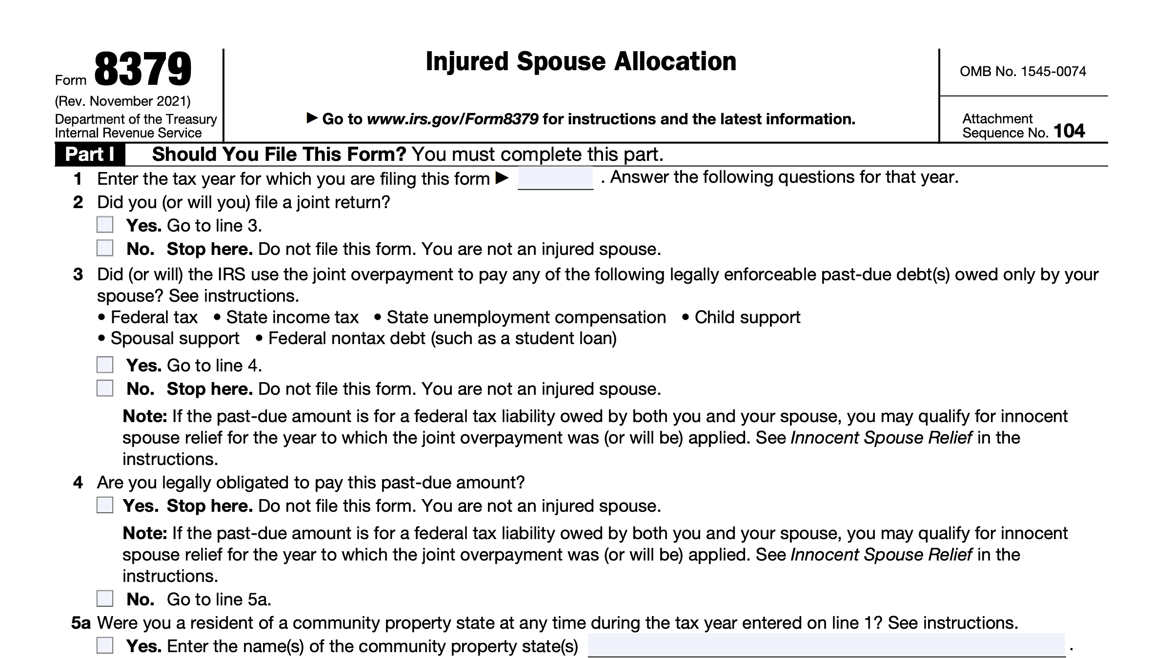 2023 Injured Spouse Form - Printable Forms Free Online