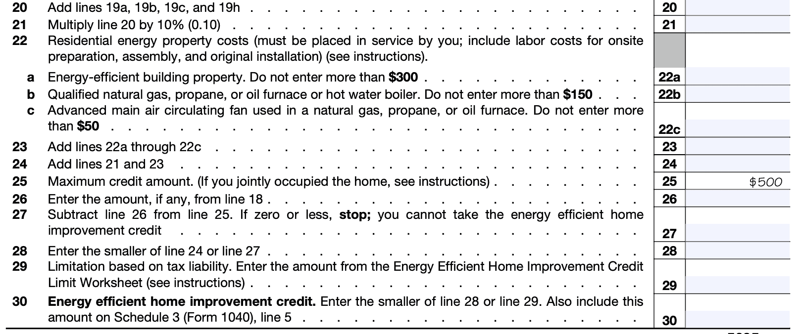 IRS Form 5695 Instructions Residential Energy Credits