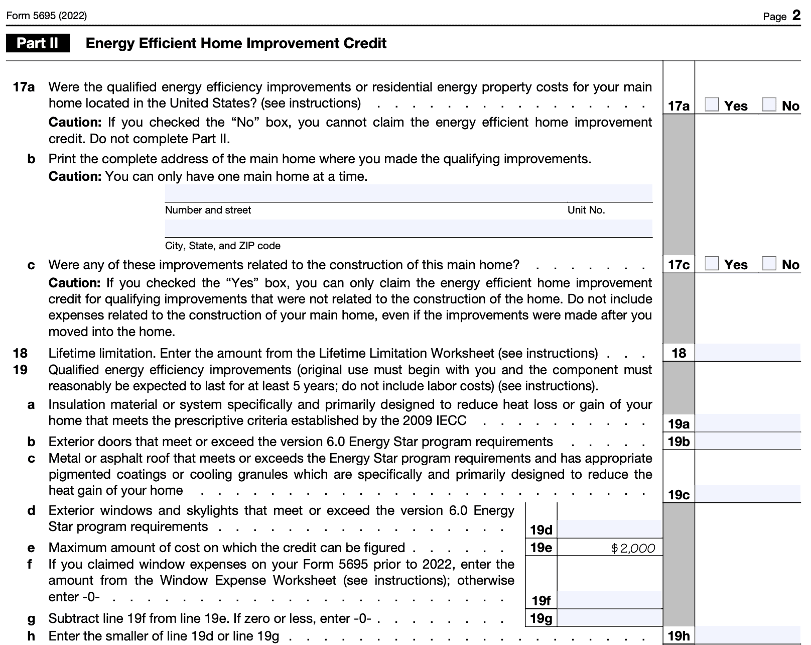 IRS Form 5695 Instructions Residential Energy Credits