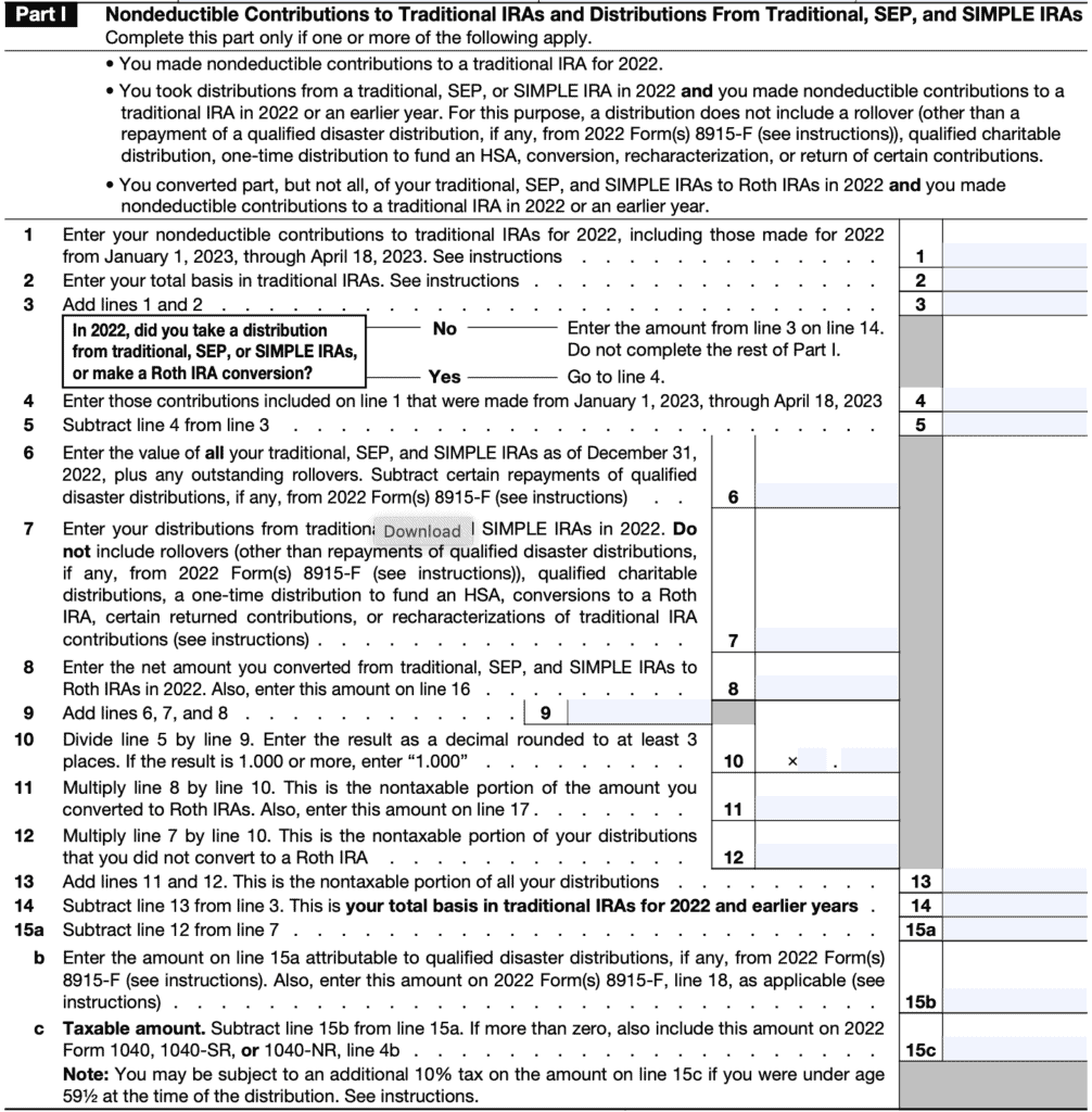 IRS Form 8606 Instructions A Guide to Nondeductible IRAs