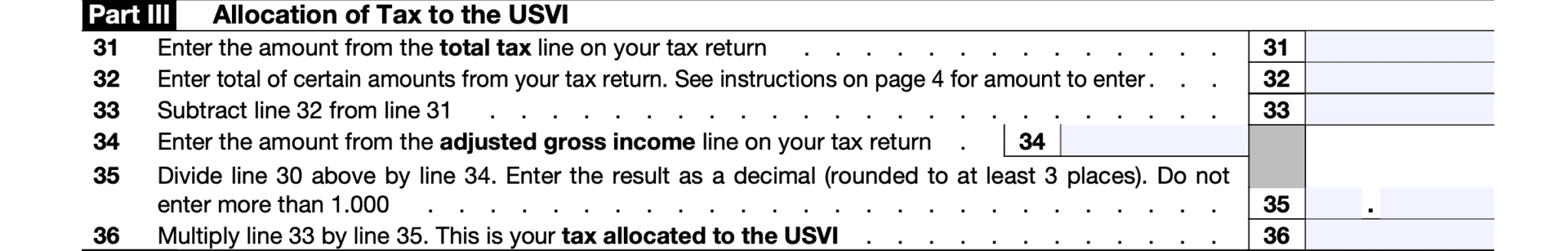 IRS Form 8689 Instructions - Allocating Income Tax to the USVI