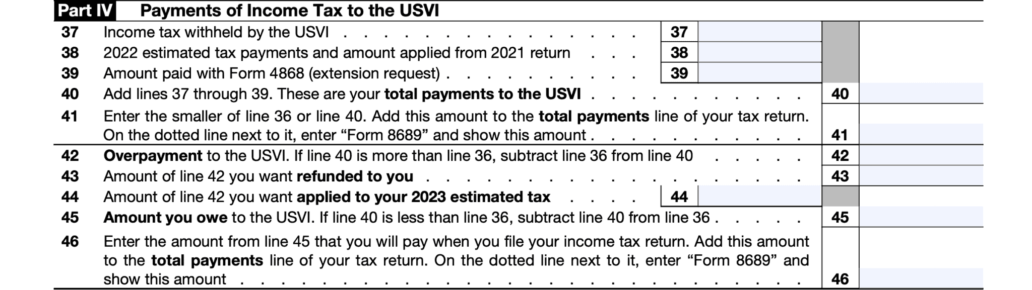 IRS Form 8689 Instructions - Allocating Income Tax to the USVI