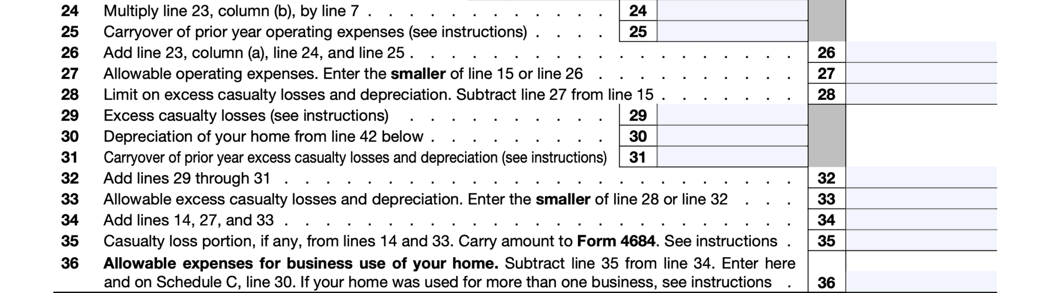 IRS Form 8829 Instructions - Figuring Home Business Expenses