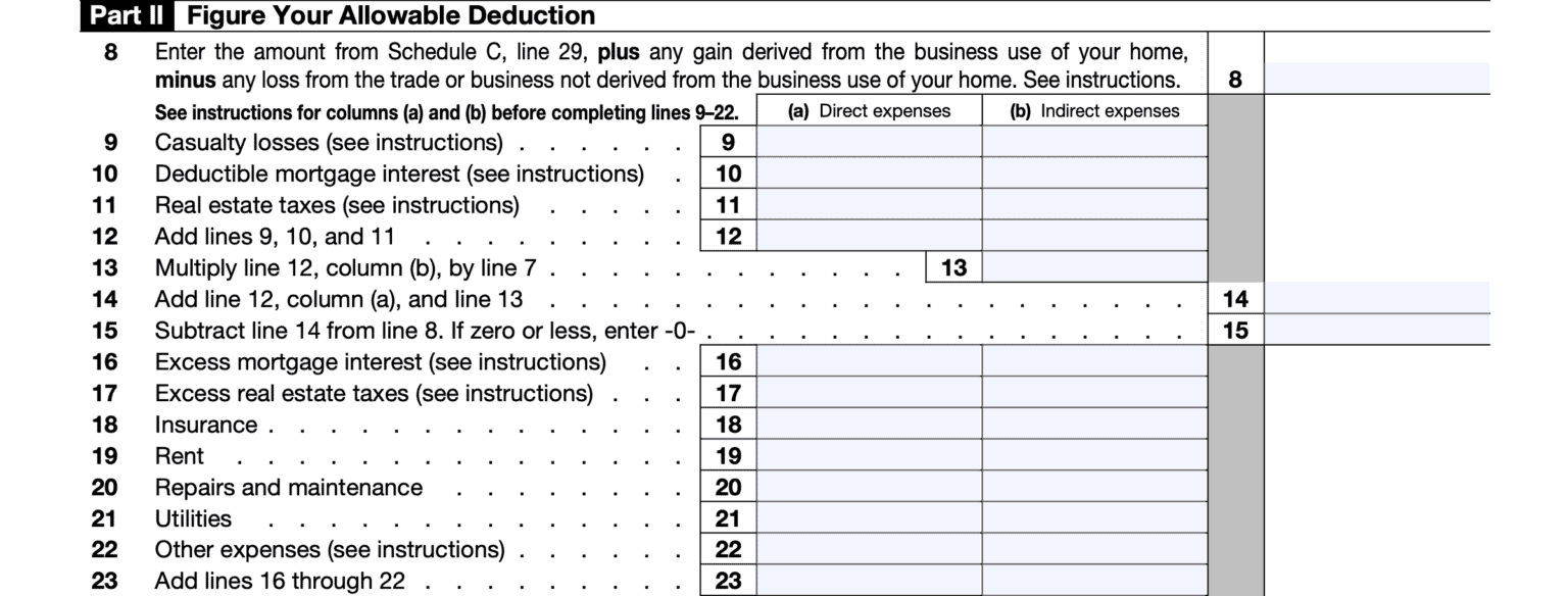 IRS Form 8829 Instructions - Figuring Home Business Expenses