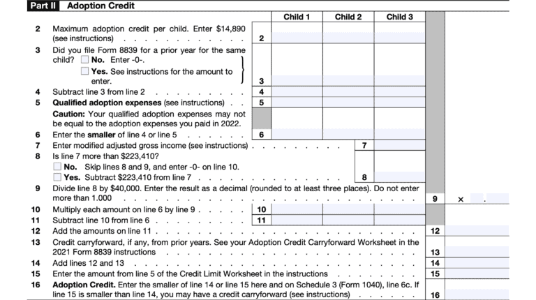 IRS Form 8839 Instructions - Guide to Qualified Adoption Expenses