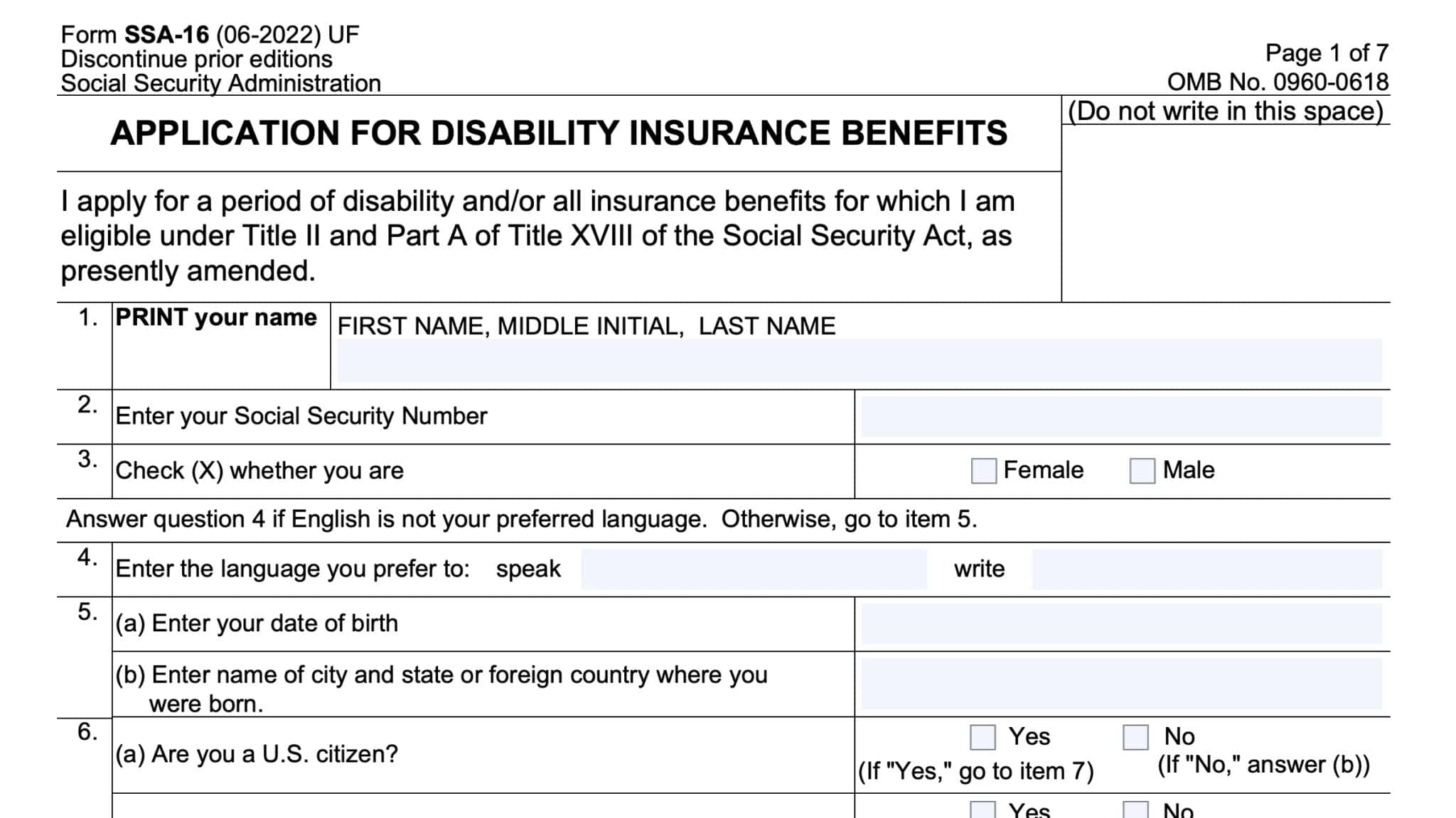 Form SSA 795 Instructions Statement of Claimant or Other Person