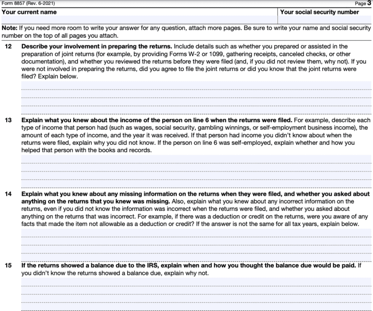 IRS Form 8857 Instructions - Innocent Spouse Relief