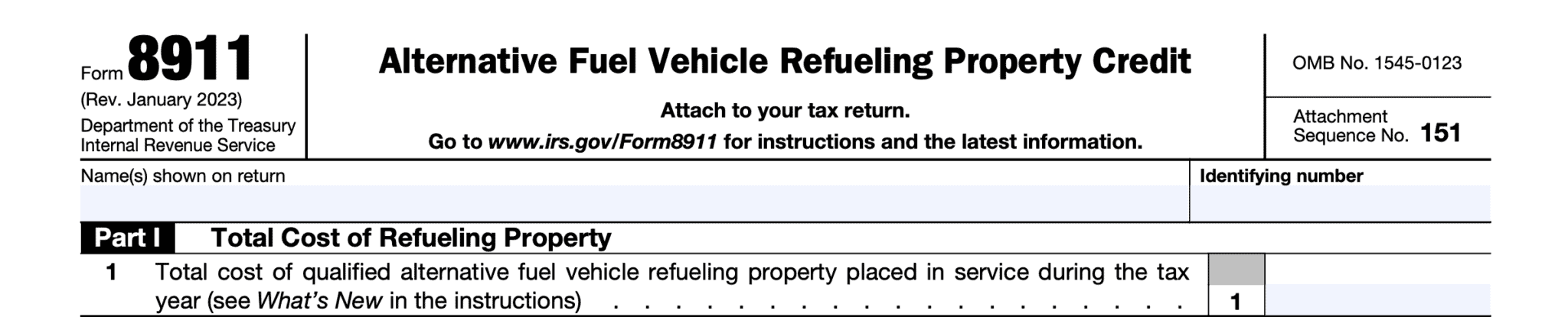 IRS Form 8911 Instructions - Alternative Fuel Refueling Credit