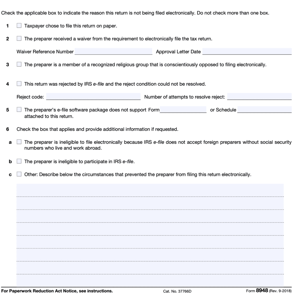 irs-form-8948-instructions-preparer-explanation-for-paper-return