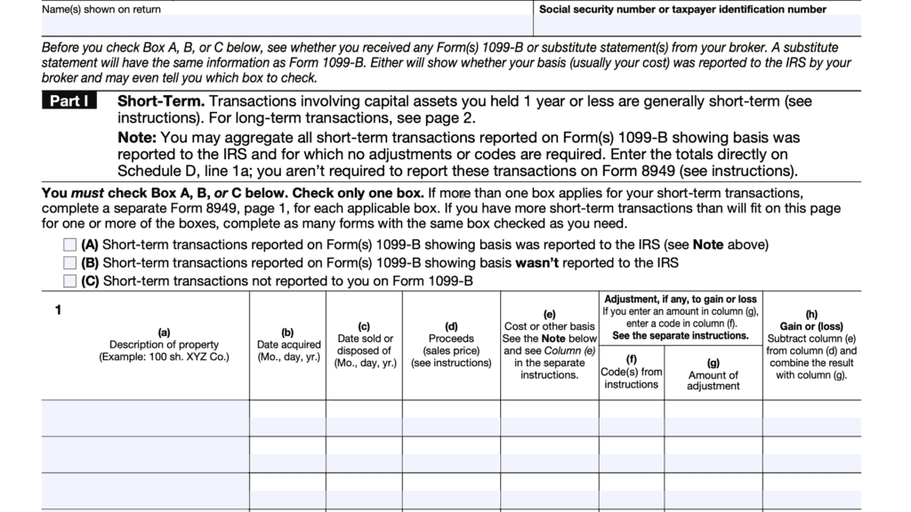 IRS Form 8949 Instructions - Sales & Dispositions of Capital Assets