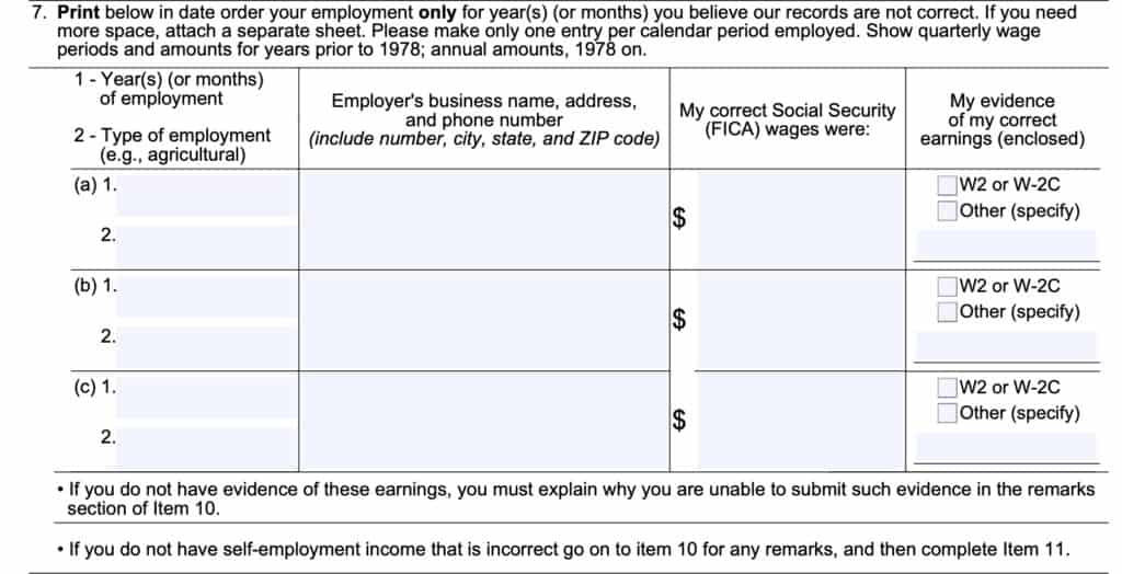 Form SSA-7008 Instructions: Updating Your Social Security Record