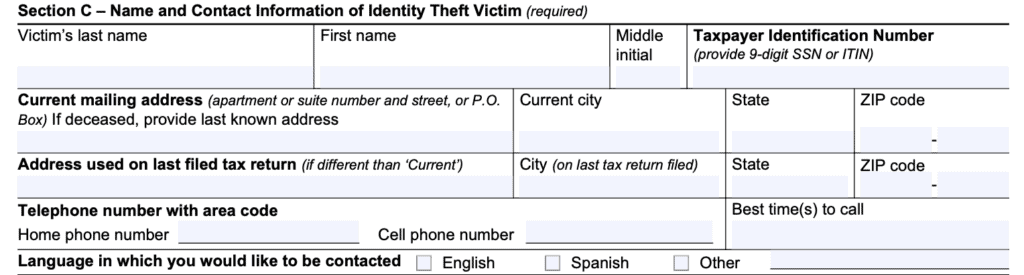 IRS Form 14039 Instructions - Your Identity Theft Affidavit