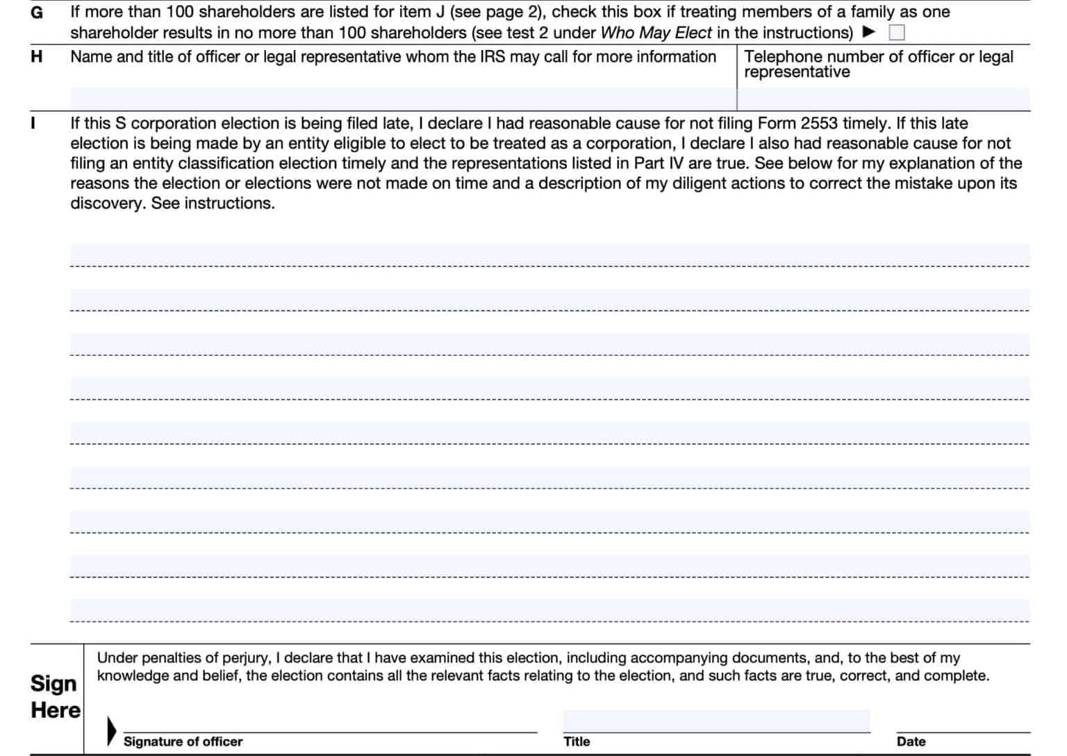 IRS Form 2553 Instructions Electing S Corporation Status