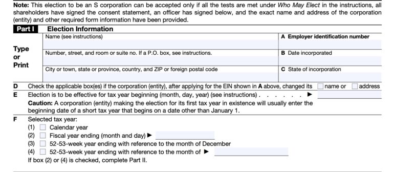 IRS Form 2553 Instructions - Electing S Corporation Status