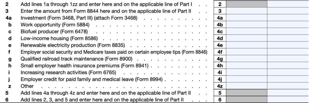 IRS Form 3800 Instructions - General Business Credit