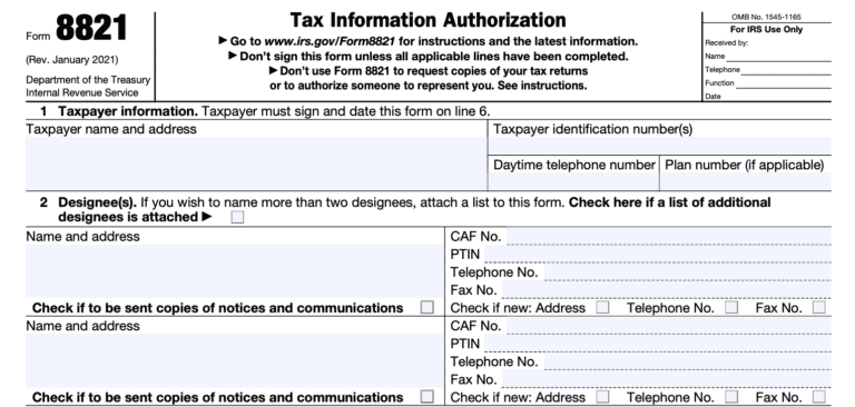 IRS Form 8821 Instructions - Tax Information Authorization