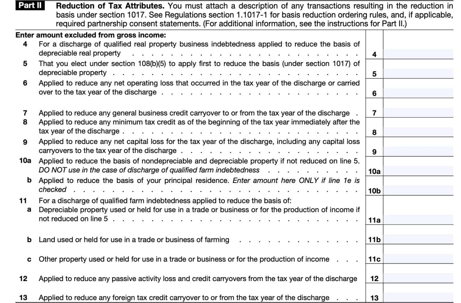 IRS Form 982 Instructions - Discharge of Indebtedness