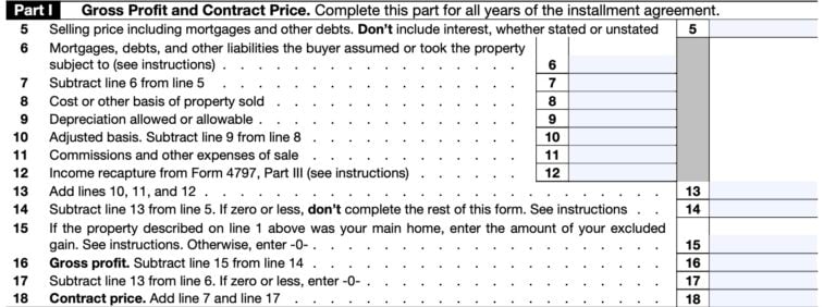 IRS Form 6252 Instructions - Installment Sale Income