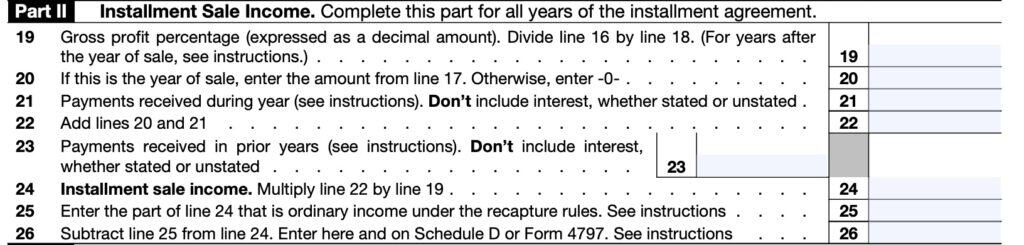 IRS Form 6252 Instructions - Installment Sale Income