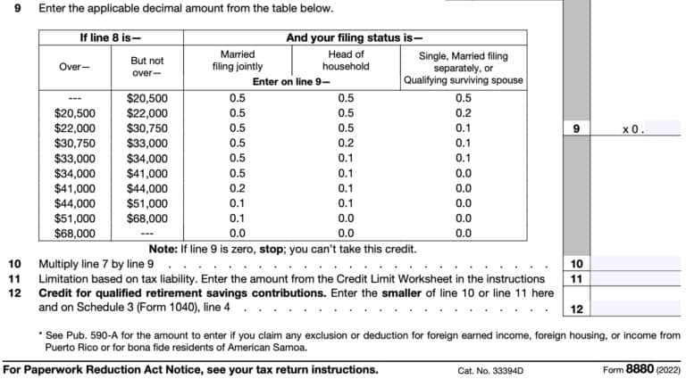 IRS Form 8880 Instructions - Retirement Savings Tax Credit