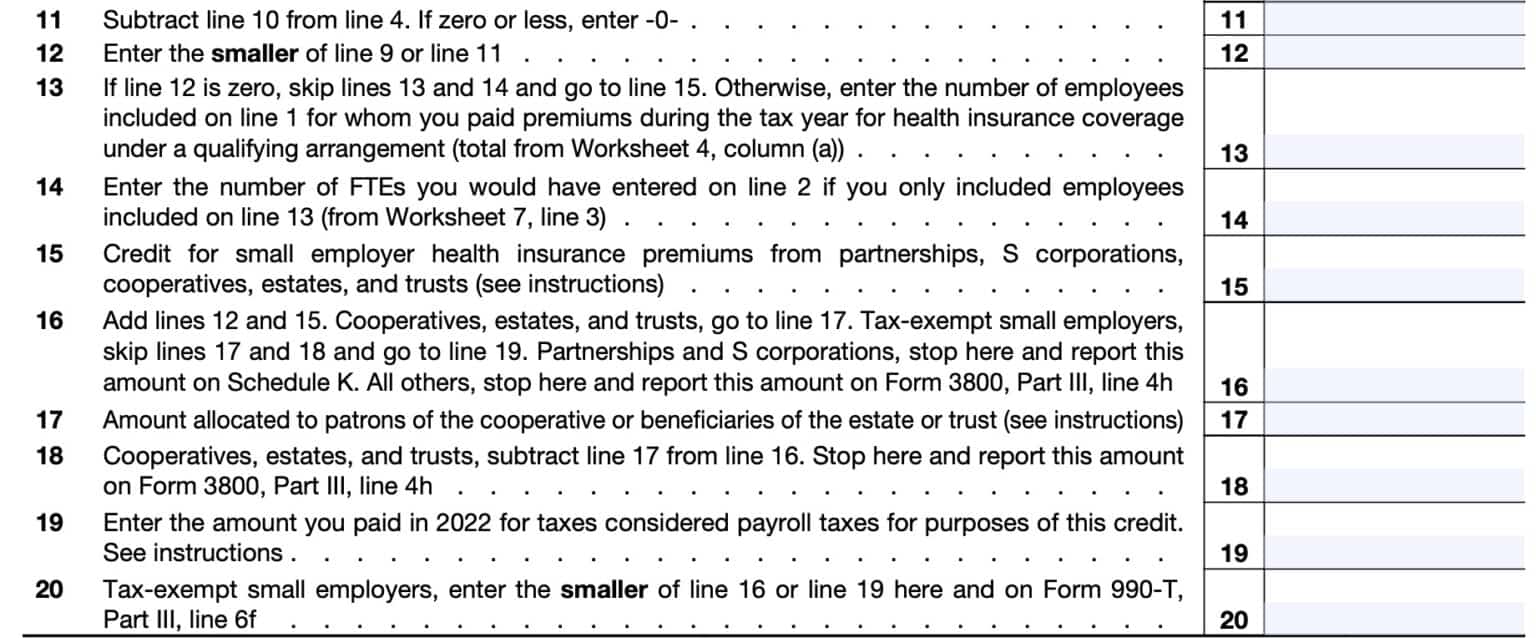 IRS Form 8941 Instructions - Small Employer Insurance Credits