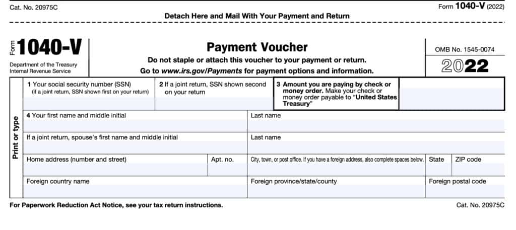 IRS Form 1040-V Instructions - Tax Payment Voucher