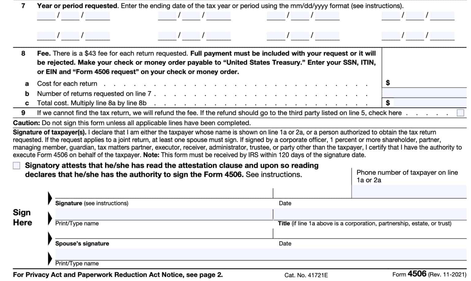 IRS Form 4506 Instructions - Request For Copy Of Tax Return