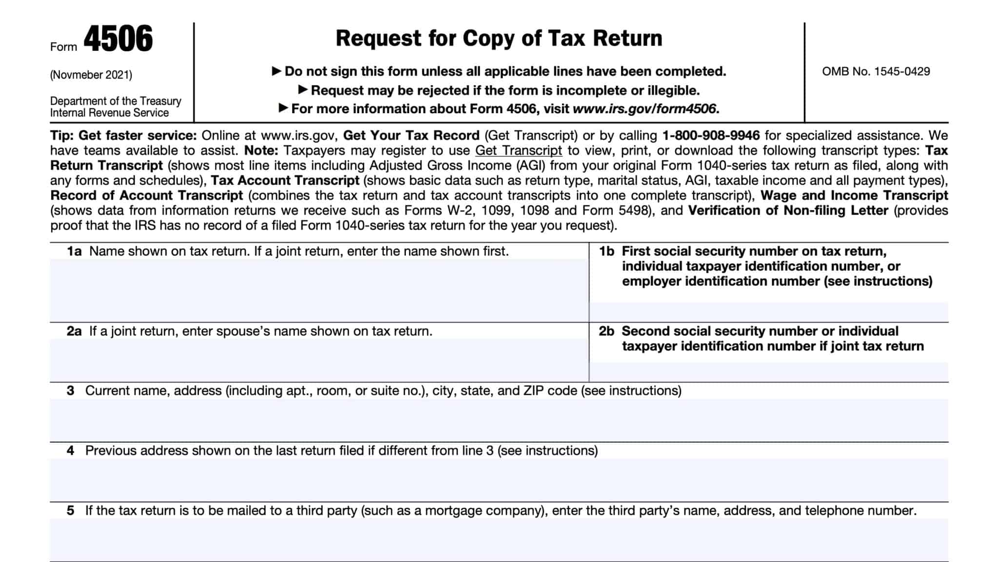 IRS Form 4506-C Instructions - IVES Request for Tax Transcripts