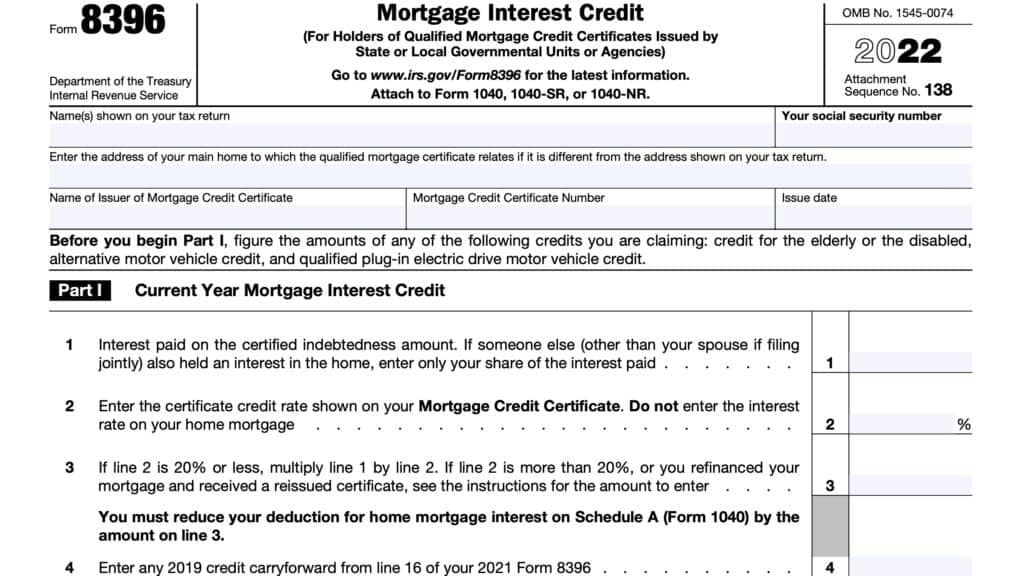 irs form 8396, mortgage interest credit